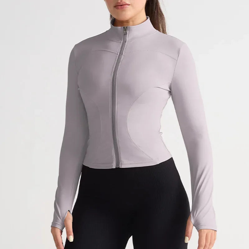 1pcs Women's Fitness Sports Jacket Zipper Long-sleeved Yoga Top Gym Running Training Yoga Clothes Quick-drying Breathable Top
