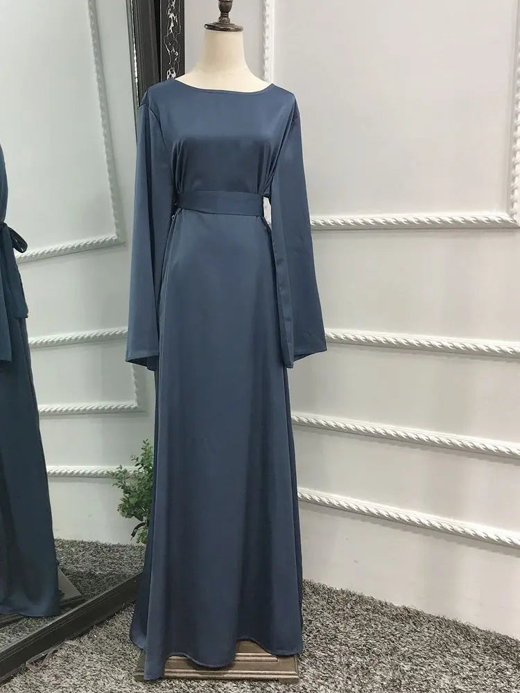 Fashion Sliky  Dress Dubai Full Length Flare Sleeved Soft Abaya 2025