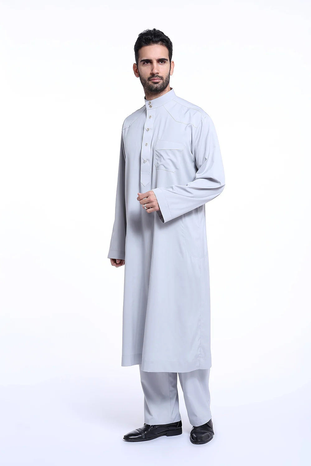 Men Jubba Thobe  Two Pieces Set For Male Pakistan Dubai Saudi Abaya Prayer Islamic Clothing Worship Suit Arabic Ramadan