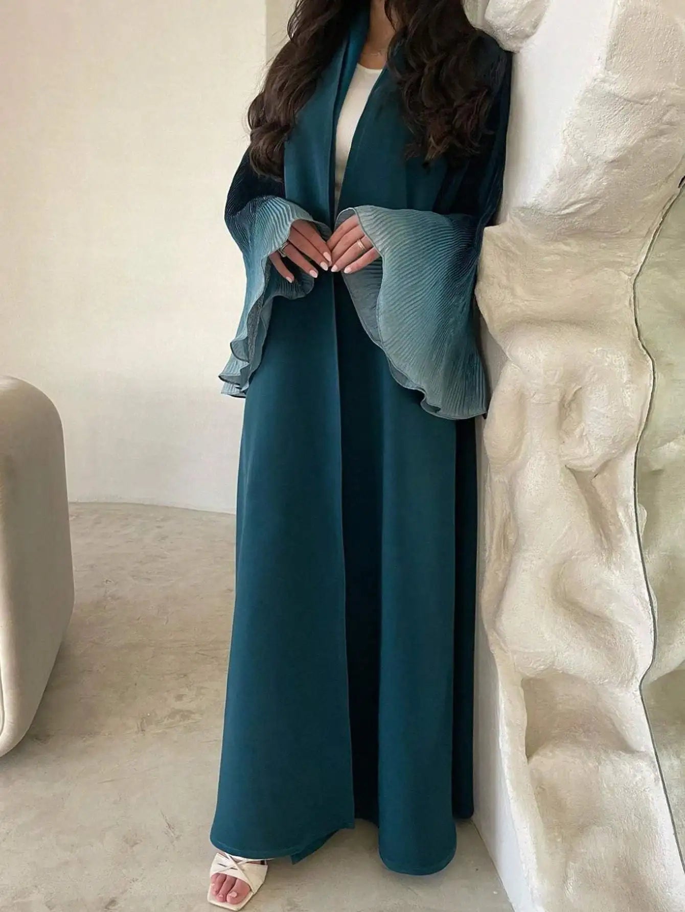 Open Front Abaya  Flare Sleeve Casual Arabian Abayas Middle-East Elegant Turkey  Maxi Dresses