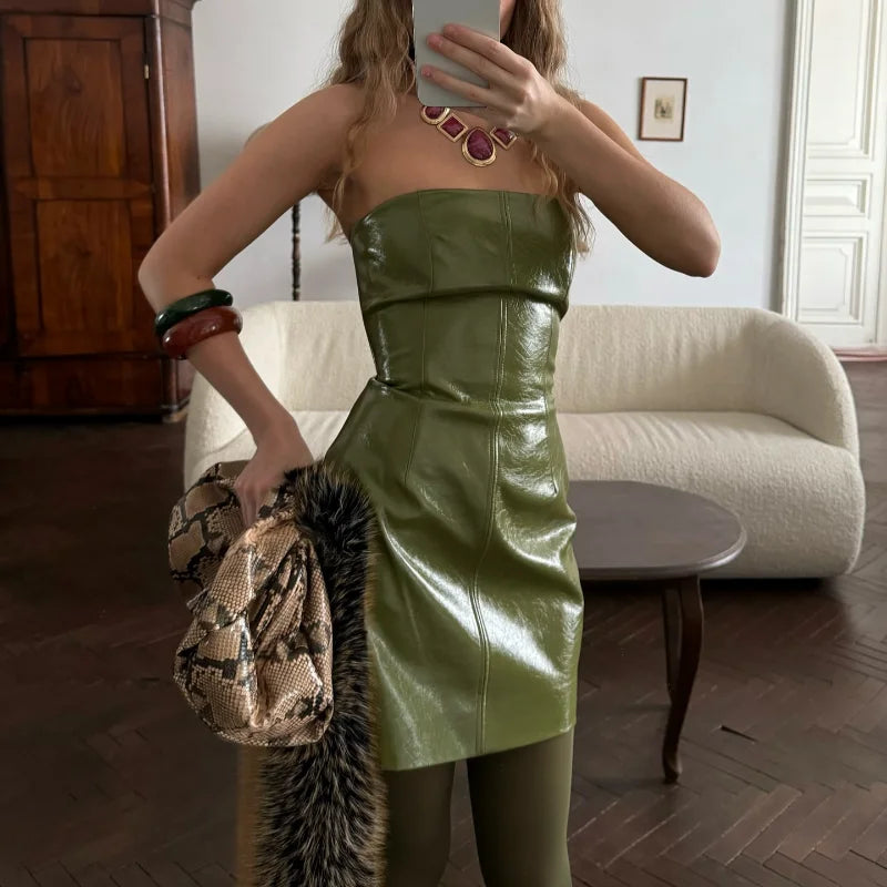 ladies Stylish Leather Solid Jacket Pants Set Women Stand Collar Zipper Coat Loose Trousers Sets Female 2025 Autumn Fashion Streetwears