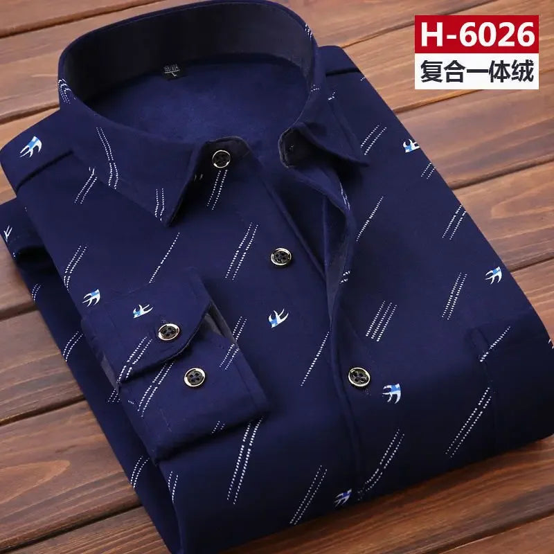 Men thermal shirt Winter Thick Flannel Warm Plaid Dress Shirts Long Sleeve Men's Work Shirts Casual Slim Fit thermo shirts 6XL