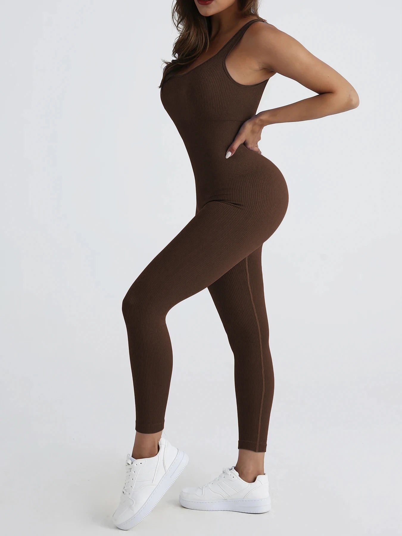 Women's shapewear jumpsuit slim fit square neck sleeveless summer jumpsuit ribbed yoga suit sports outdoor casual clothing