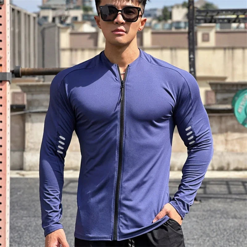 spring autumn Jacket Men Fitness Sportswear Gym Training  Cardigan zipper