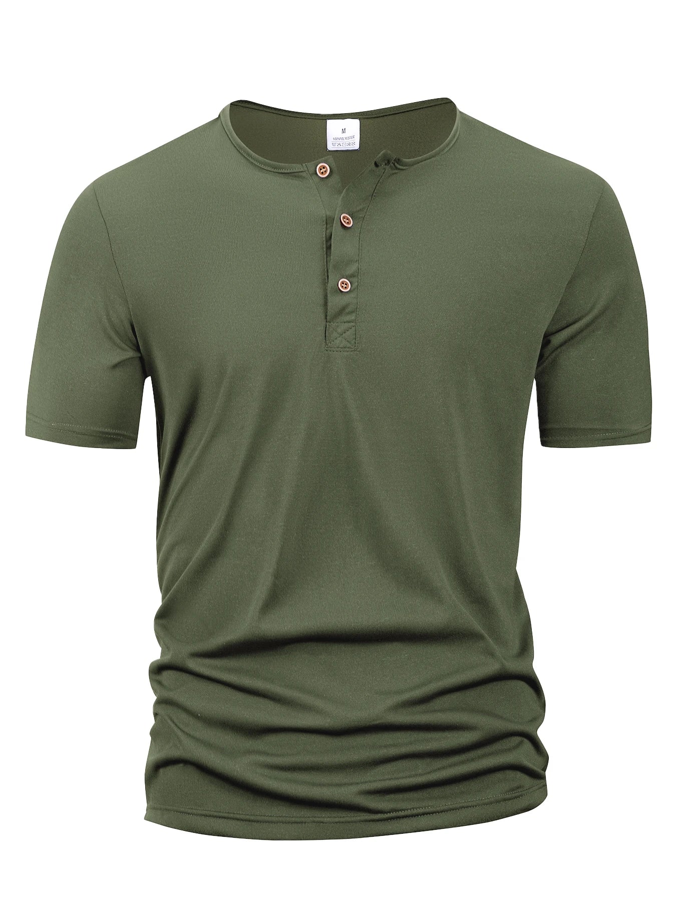 Men Henley Collar T-shirts Button Slim Casual Male Solid Color Short Sleeve Men Sports T-shirt Polo