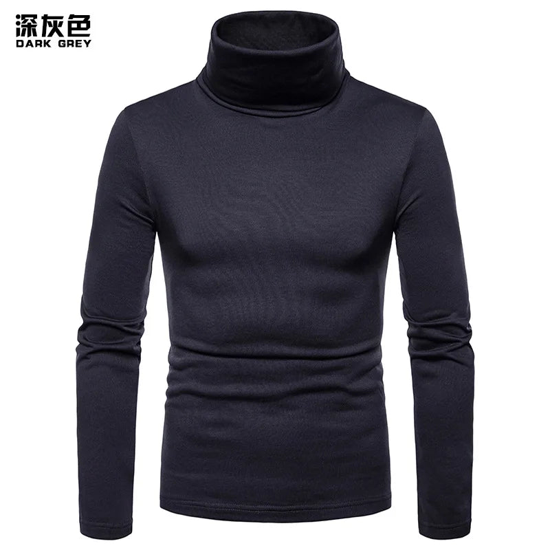 Winter Fashion Thermal Underwear Men Turtleneck T-shirts Long Sleeve Man Thermal T-shirt Men Sports First Layer Male Warm Coats