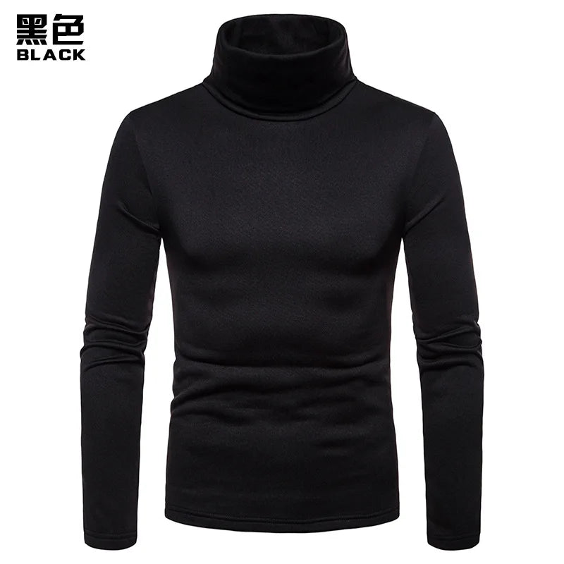 Winter Fashion Thermal Underwear Men Turtleneck T-shirts Long Sleeve Man Thermal T-shirt Men Sports First Layer Male Warm Coats