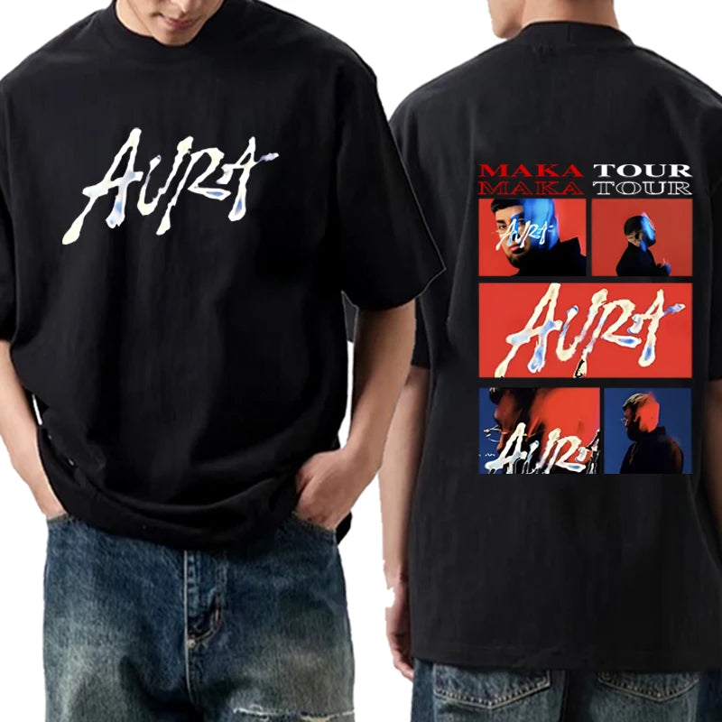 Rapper Maka Aura 2025 Tour Merch T Shirts  men women Oversized 100% Cotton Hot sale short sleeve Summer  Unisex plus size tops