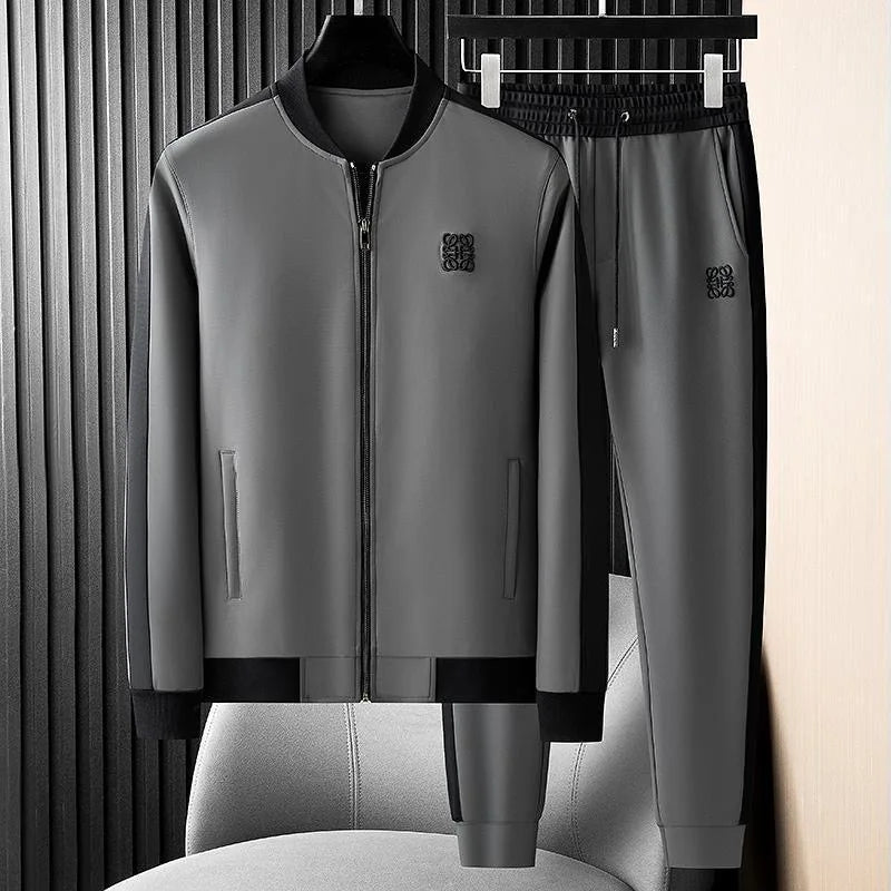 2025 Spring and Autumn New Fashion Trend Baseball Jacket Set Men's Casual Loose Sports Large Size High Quality Two-Piece Set