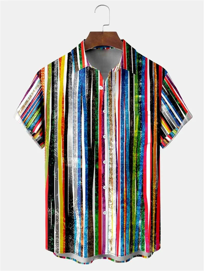 Men's Fashion Collar Shirt Fun Animal 3D Printed Shirt Casual Short Sleeve Oversized Men's Fashion Top