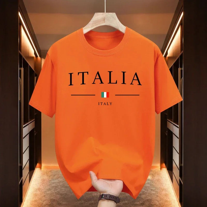 Italian Fashion T-shirts for Men High Quality 100% Cotton O-neck Short Sleeved Summer Daily Casual Sports Cool Tees City Vibe Tops