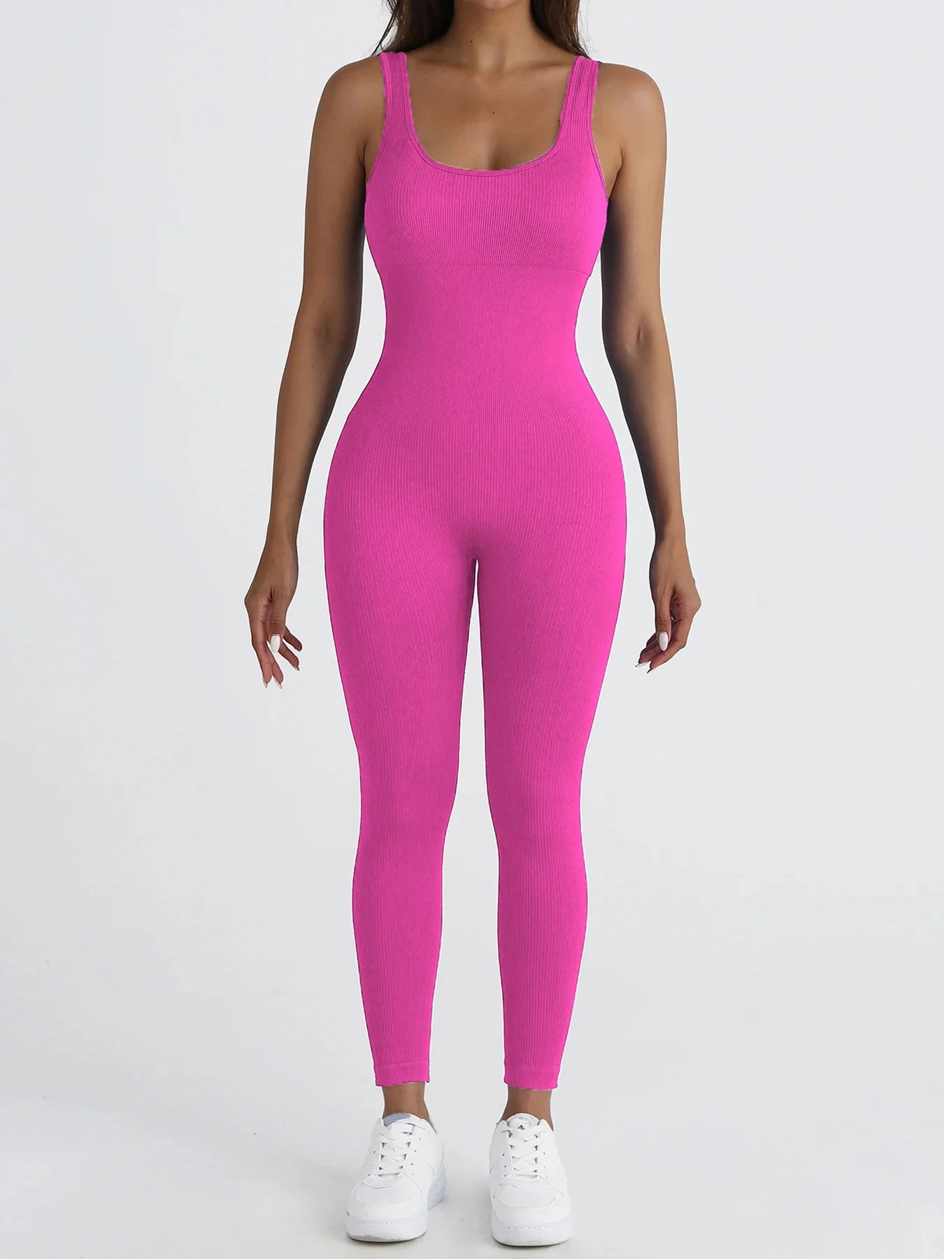 Women's shapewear jumpsuit slim fit square neck sleeveless summer jumpsuit ribbed yoga suit sports outdoor casual clothing