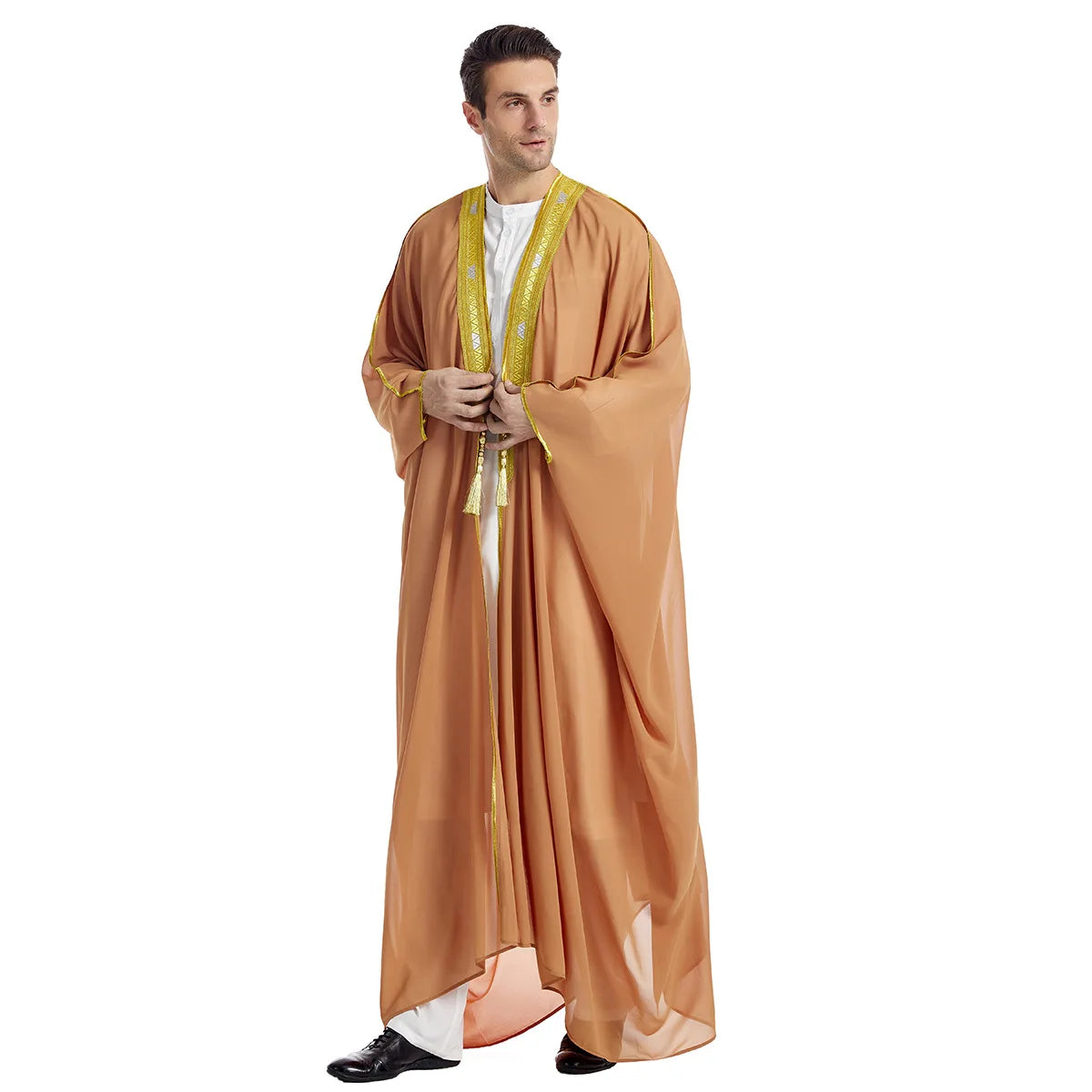 Eid Clothing Men Kaftan Moroccan Kebaya Open Muslim  National Costume For Prayer Clothes