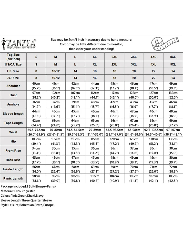 ZANZEA Stylish Autumn 2 Pieces Sets Women Long Sleeve Blouses Pant Sets Casual Solid Loose Tracksuit Female OL Work Outfits 2025