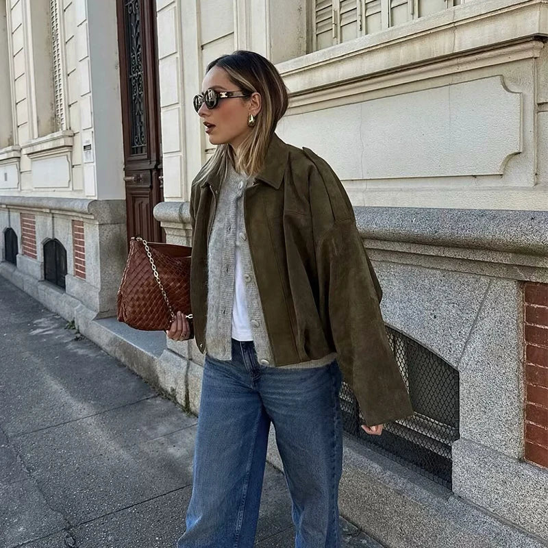 Autumn Winter Loose Jackets Coats for Women Fashion Turn-down Collar Long Sleeve Coats Casual Female Outerwear Chic Tops