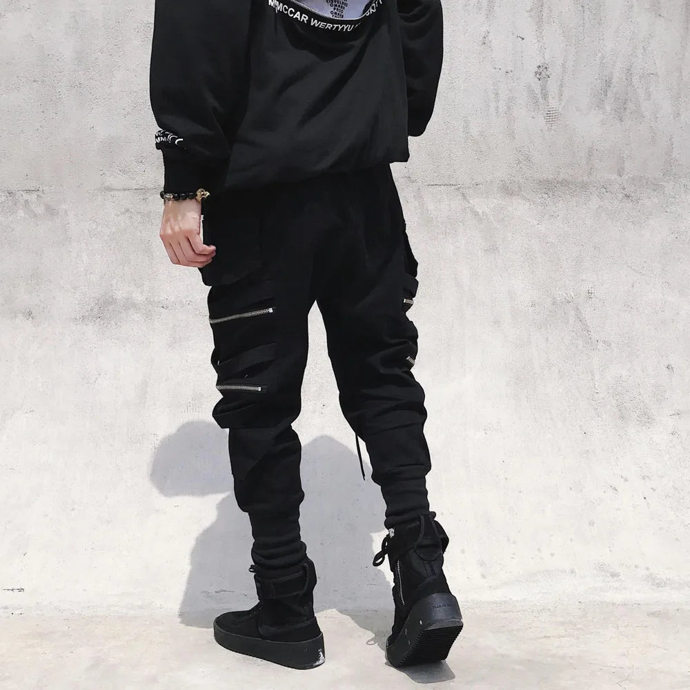 Cargo Pants Hip Hop Joggers Men Loose Harem Pants Multi-pocket Ribbon Men's Pants Trousers Casual Streetwear Sport Pants for Men