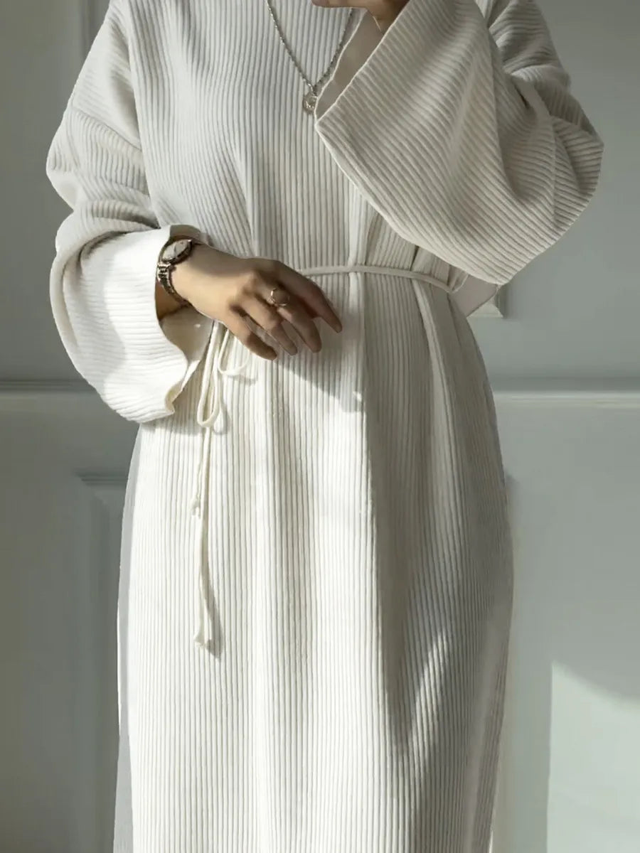 Dubai Winter Thicken Warm Knit Sweater Abayas For Women Evening Long Dress Ramadan Clothing