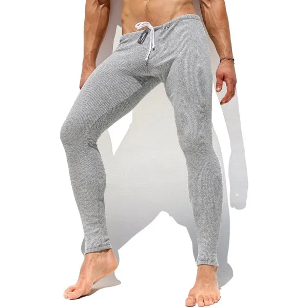 Men's Autumn Winter Casual Elastic Knitted Pants Soft Warm Pants for Sleepwear Men Slim-fit Elastic Fitness Pants Sleep Bottoms