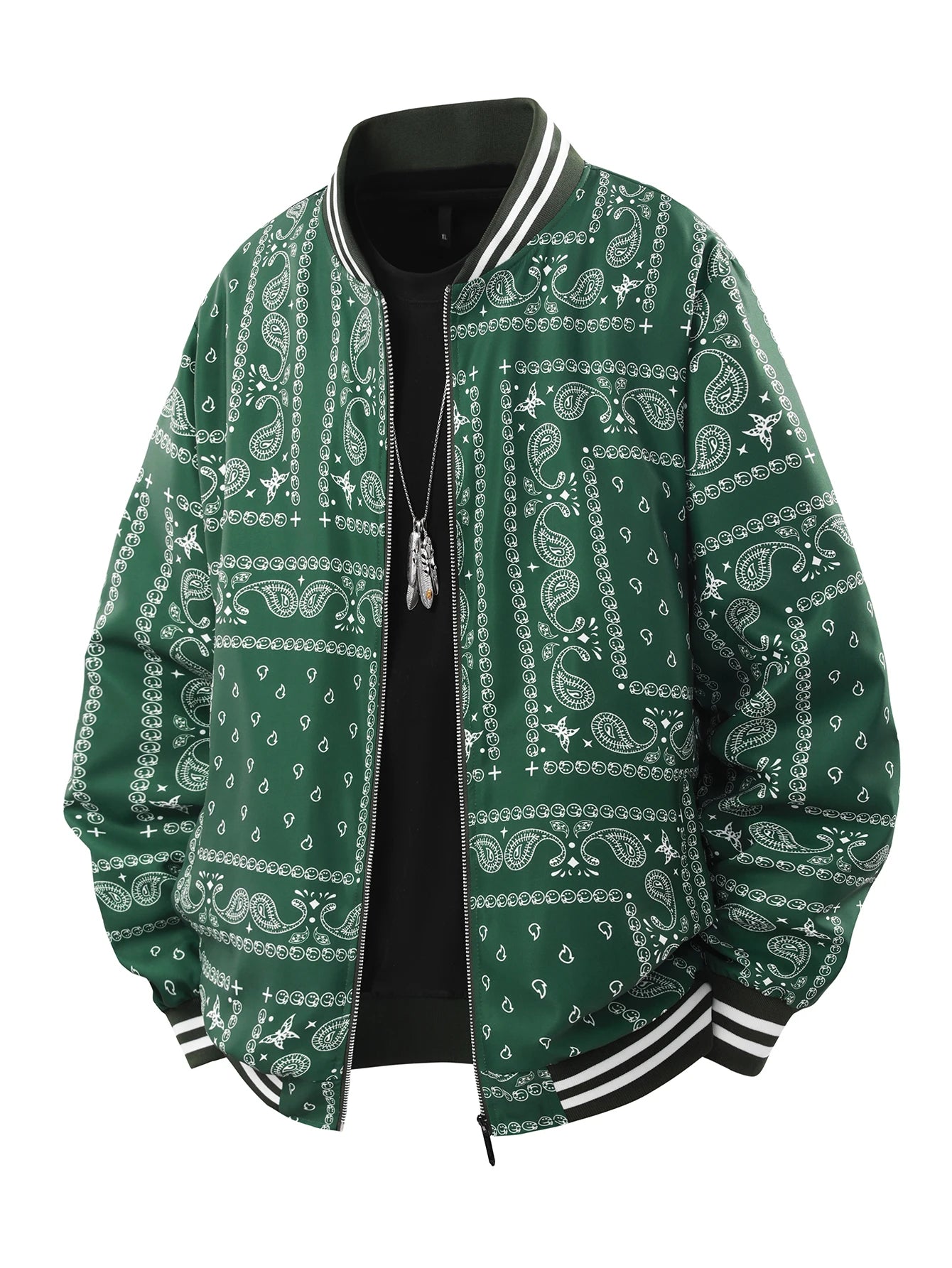 Mens Oversized Jacket Retro Jacquard Painting  Loose Vintage Coats Man Outerwear