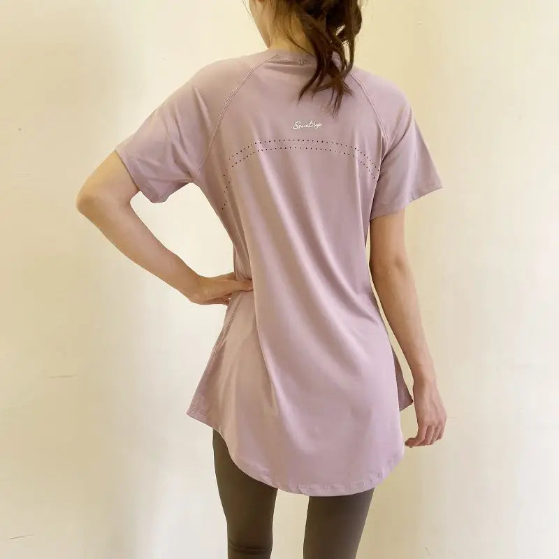 Women's Yoga Fitness Sport T-shirt  Mid-Length Qui-Dry Breathable plus Size Summer Thinning Top Polyester