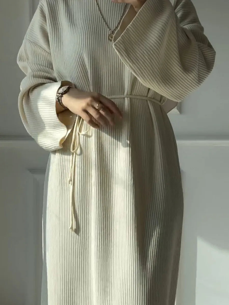 Dubai Winter Thicken Warm Knit Sweater Abayas For Women Evening Long Dress Ramadan Clothing