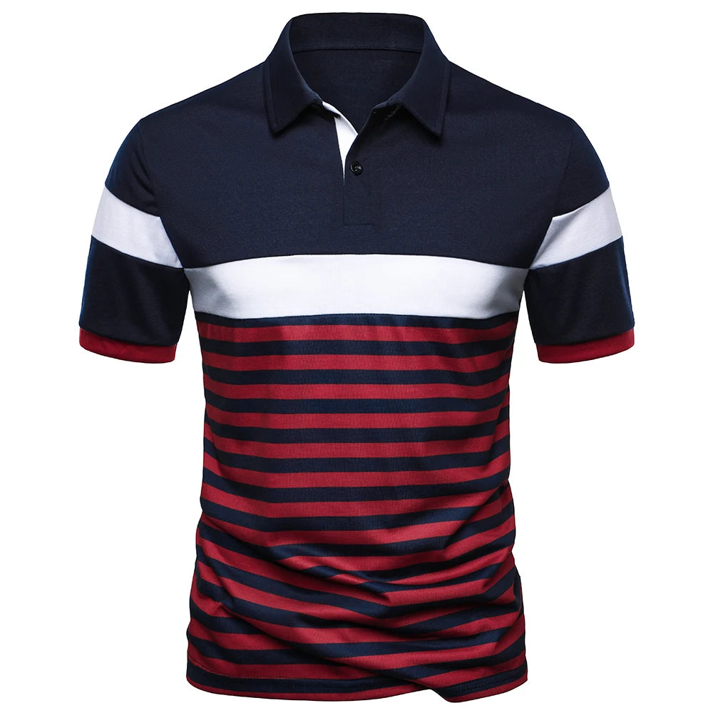 Men's Polo Shirt Stripe Matching Men's Top Business Casual Style Short Sleeve For Men