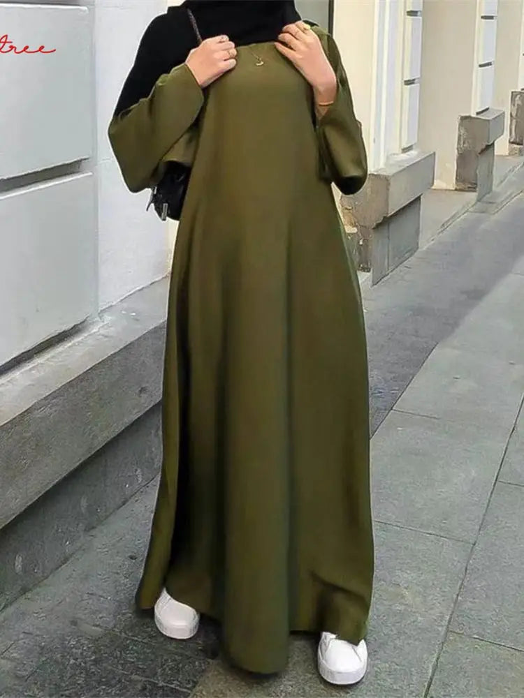 Fashion Sliky  Dress Dubai Full Length Flare Sleeved Soft Abaya 2025