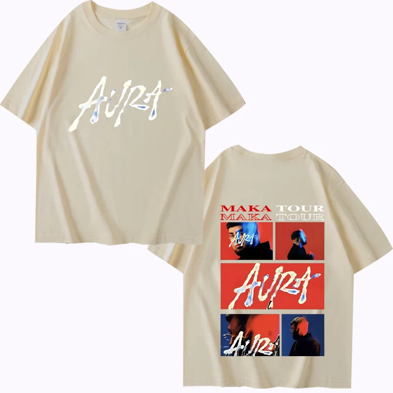 Rapper Maka Aura 2025 Tour Merch T Shirts  men women Oversized 100% Cotton Hot sale short sleeve Summer  Unisex plus size tops