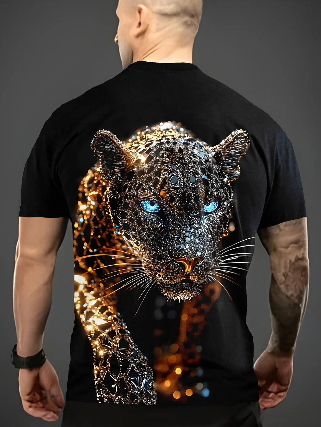 T-shirts Men's 3D shiny leopard printed