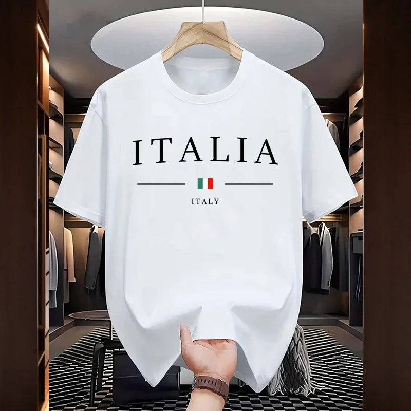 Italian Fashion T-shirts for Men High Quality 100% Cotton O-neck Short Sleeved Summer Daily Casual Sports Cool Tees City Vibe Tops