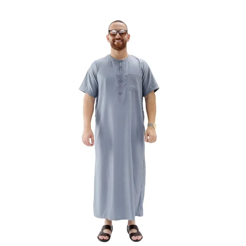 2 peice Clothing Men Kaftan Pakistan Djellaba Clothing Afghan Short sleeved Robe Thobe