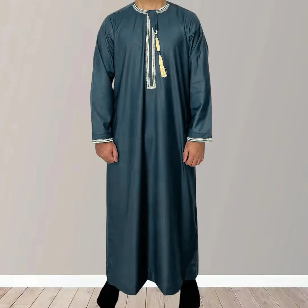 Men's Fashion  2 PC  Abayas Dress O Neck Long Sleeve Pullover Kaftan Clothing Robe
