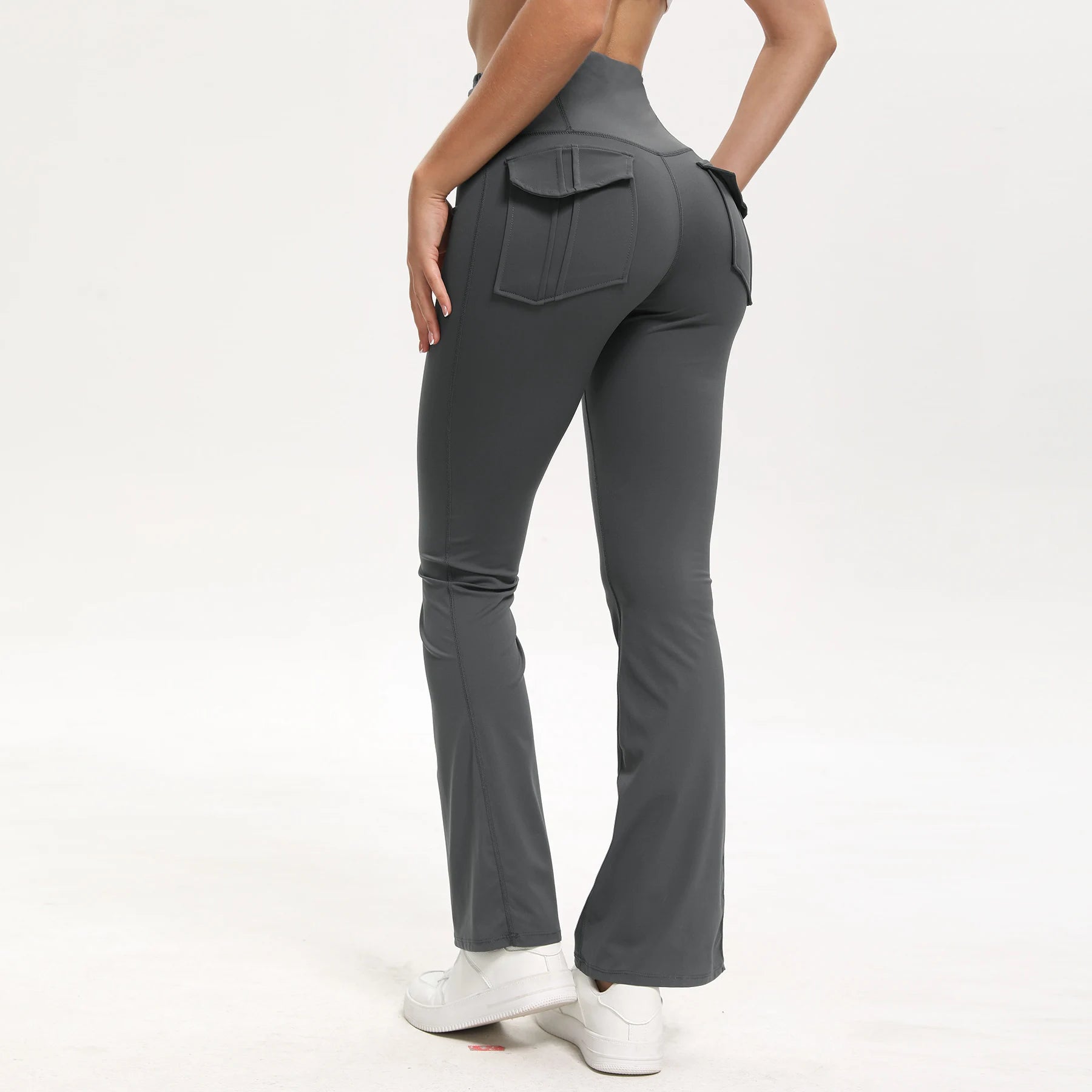 Women's High Waisted  Pants with Pockets Tummy Control Bootcut Leggings for Gym Fitness Casual Wear