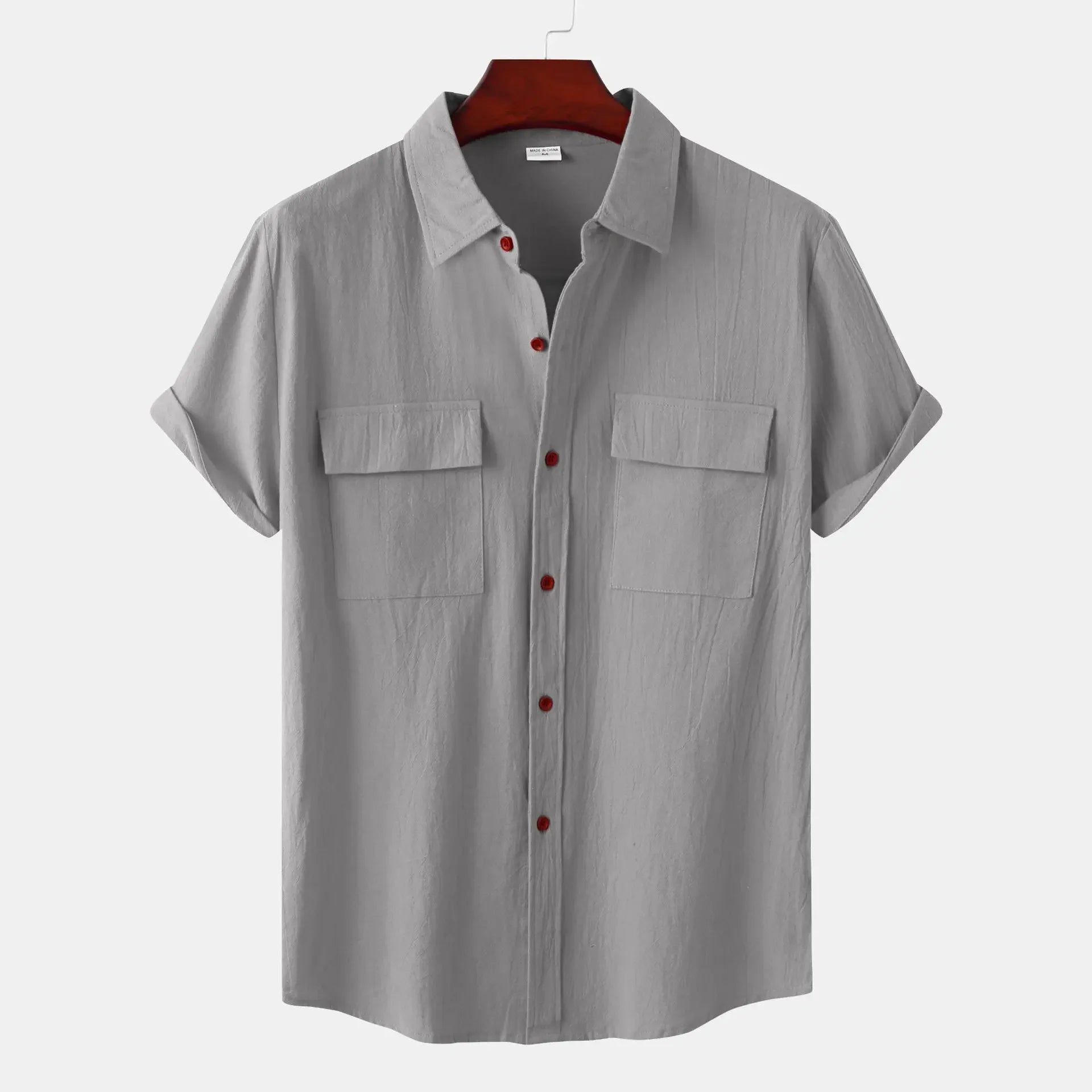 Men's Linen T Shirts Fashion Tiki Blouses cotton