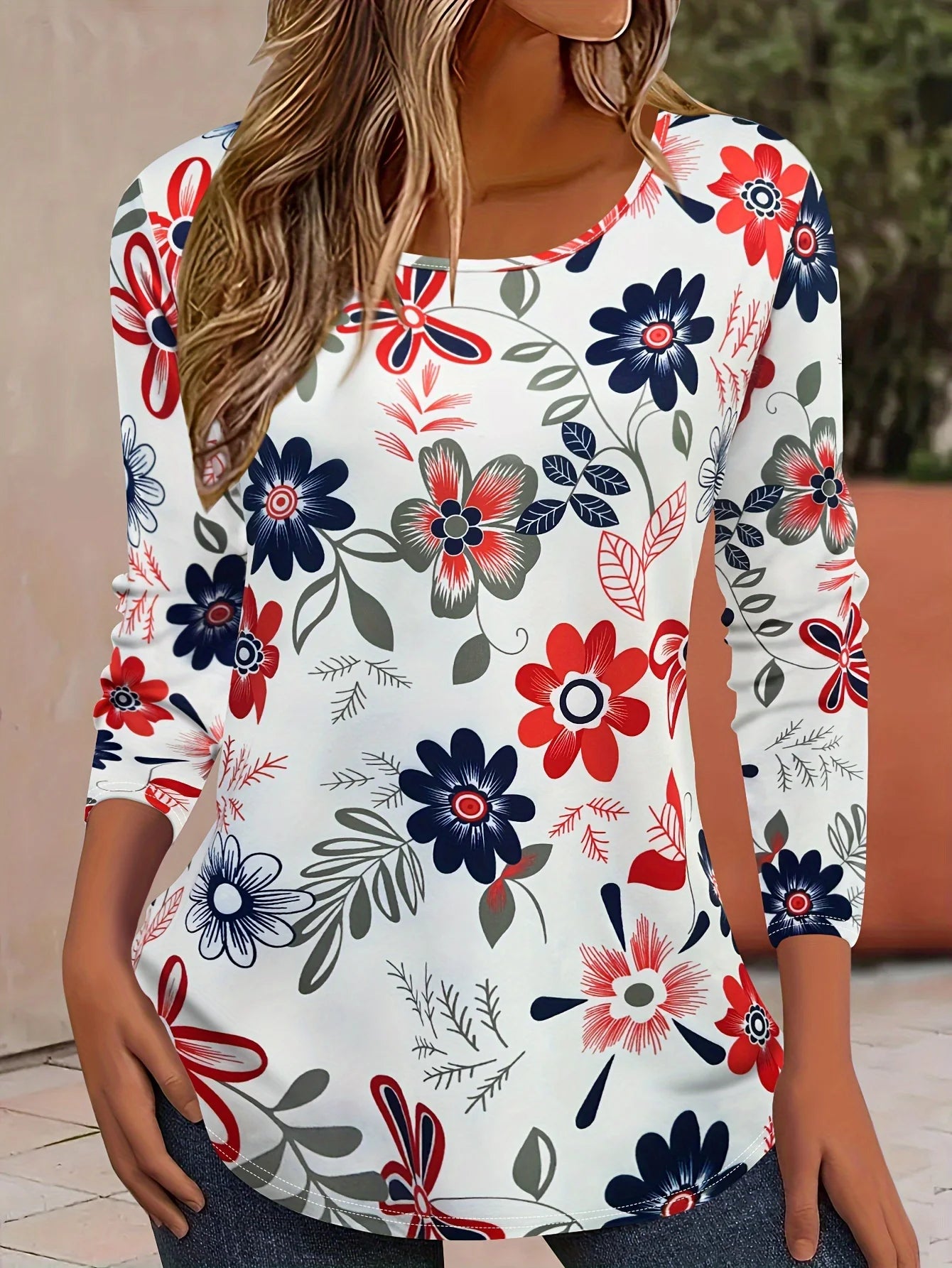 Vintage Leaves Floral 3D Print O-Neck Long Sleeve T-Shirt Fashion Women clothing Casual y2k clothes Harajuku Female clothing
