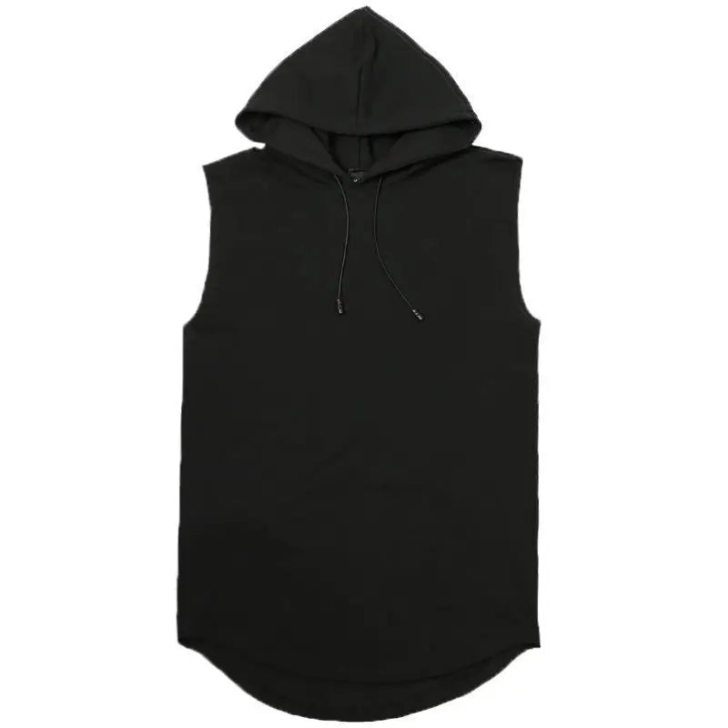 Men Tie Collar Hooded Sleeveless Vests