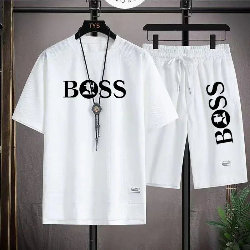 Men's luxury sportswear set casual fitness T-shirt and shorts 2-piece set with short sleeves summer 2025
