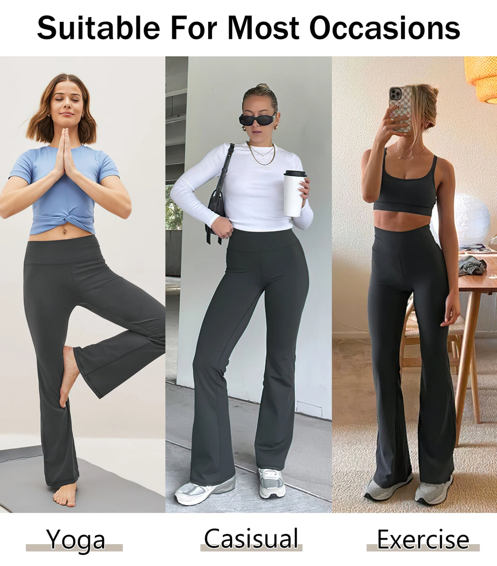 Women's High Waisted  Pants with Pockets Tummy Control Bootcut Leggings for Gym Fitness Casual Wear