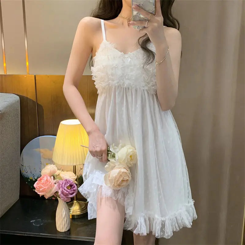 Sleepwear Women Nightwear Women's Sweet New Summer Long-sleeved Lace Home Clothes Night Gown Sleep Dress