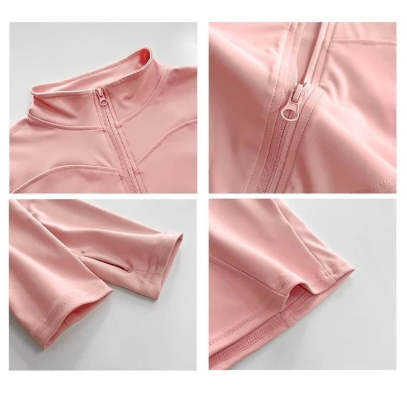 1pcs Women's Fitness Sports Jacket Zipper Long-sleeved Yoga Top Gym Running Training Yoga Clothes Quick-drying Breathable Top