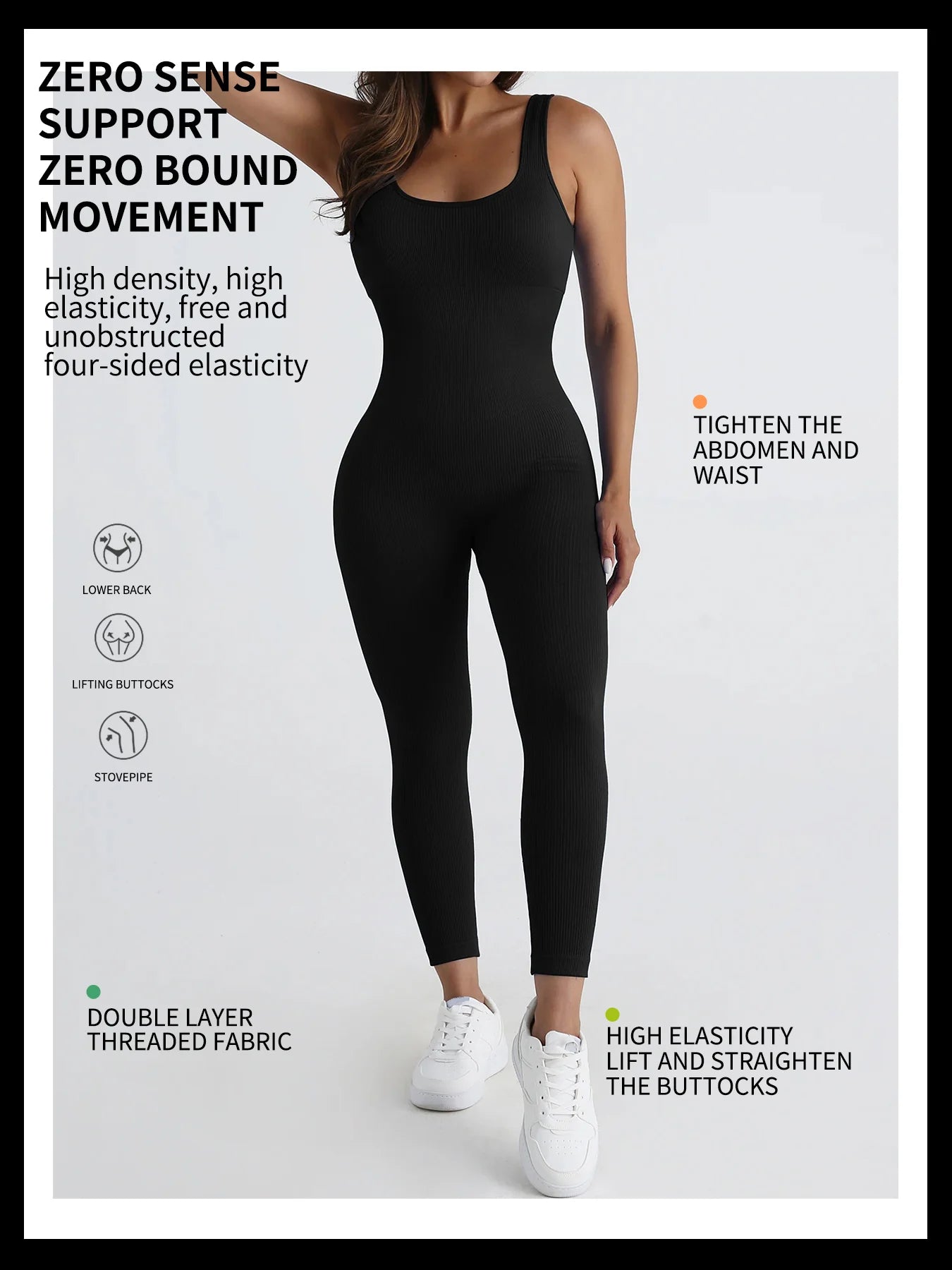 Women's shapewear jumpsuit slim fit square neck sleeveless summer jumpsuit ribbed yoga suit sports outdoor casual clothing
