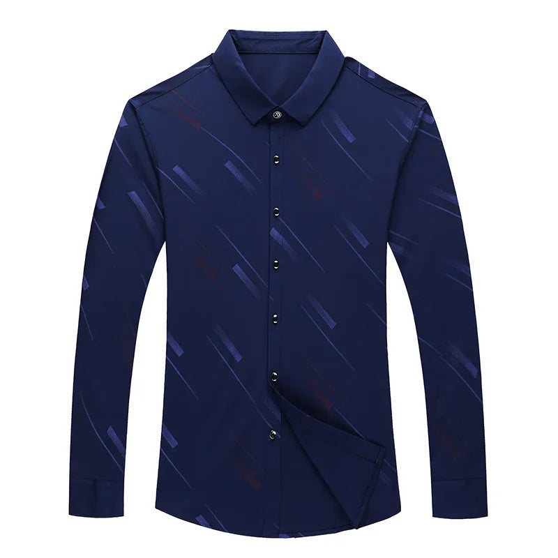 Men's POLO Collar  Striped Clothing Blouse simple