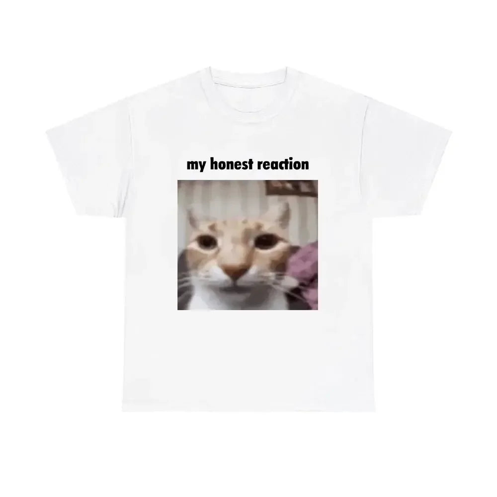 Women's My Honest Reaction T-shirts Funny Cat Printed