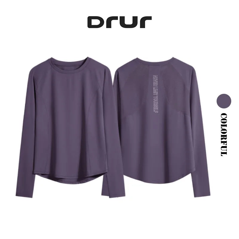 DRUR Long Sleeve Sports Tops Women Zipper Soild Yoga / Gym / Sportswear Fitness Jacket Female Workout Clothes For Cycling