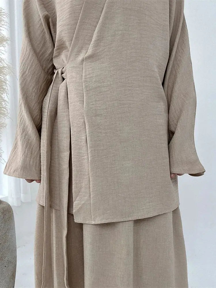 2 Piece Abaya Set Tops Skirt Sets Abayas For Women Robe