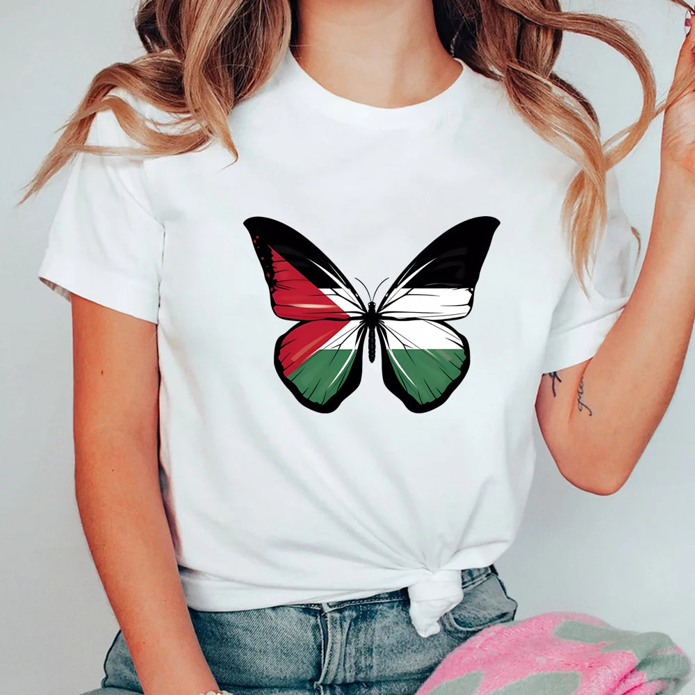 Vintage Butterfly Palestine Graphic T Shirt Activist Shirt This Is Not A Watermelon Merch Unisex Trendy Short Sleeve Human Rights