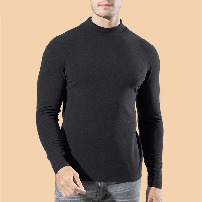 Winter Fashion Thermal Underwear Men Turtleneck T-shirts Long Sleeve Man Thermal T-shirt Men Sports First Layer Male Warm Coats