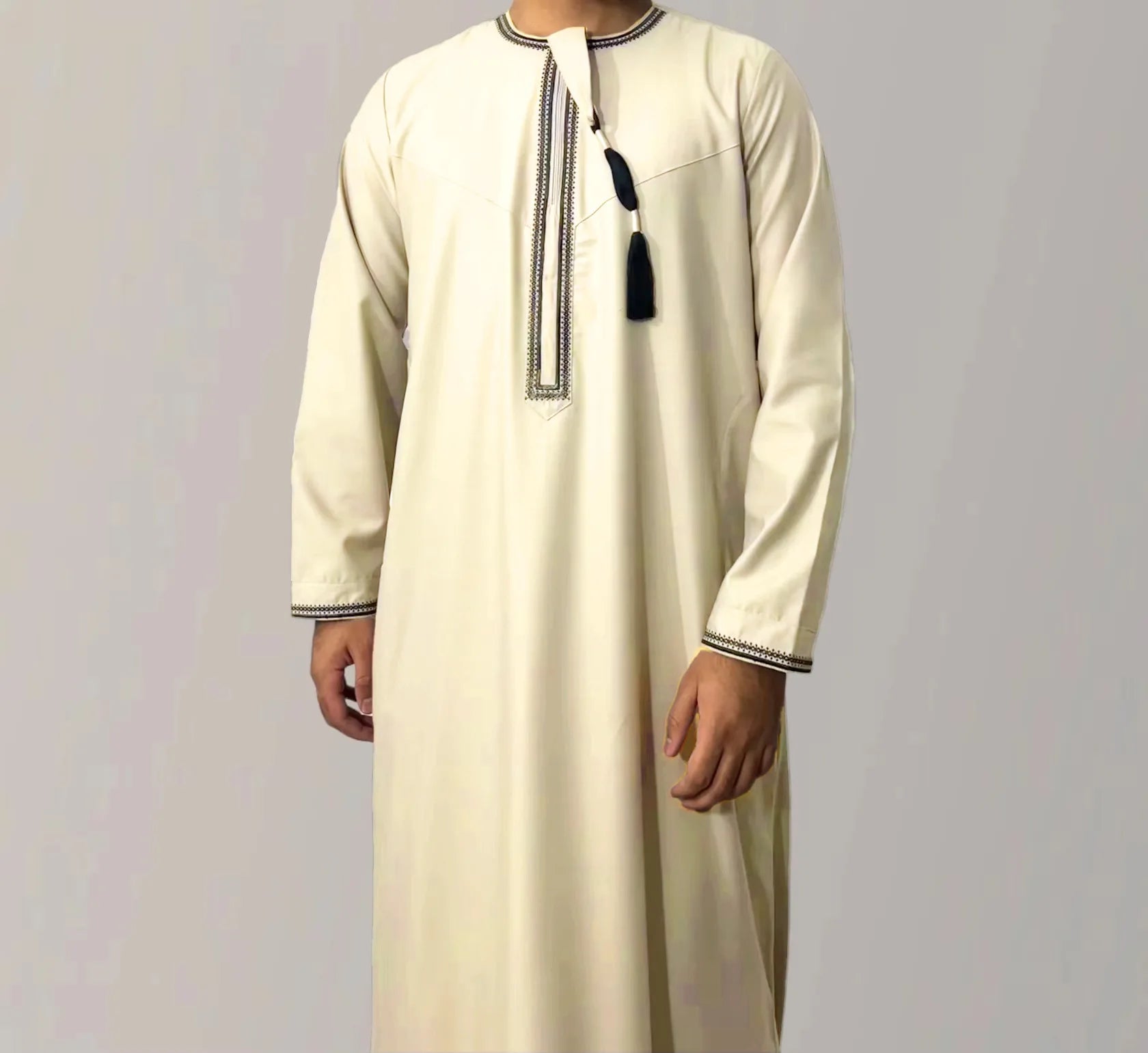 Men's Fashion  2 PC  Abayas Dress O Neck Long Sleeve Pullover Kaftan Clothing Robe