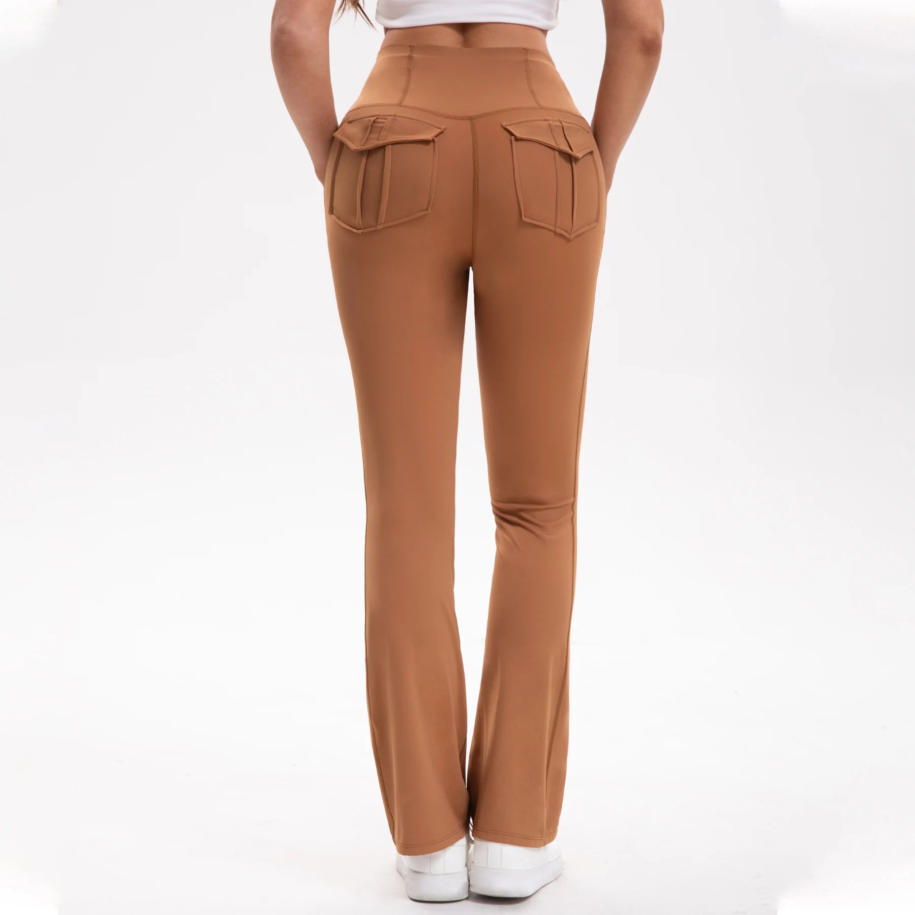 Women's High Waisted  Pants with Pockets Tummy Control Bootcut Leggings for Gym Fitness Casual Wear