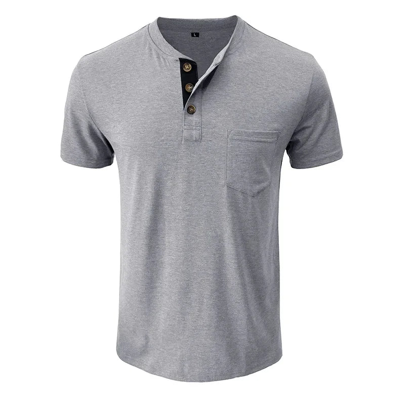 Men's T-Shirt Henley Collar Design Slim